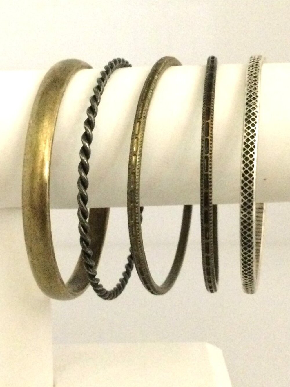 Vintage Mixed Metal Etched Engraved Stacking Bangle‎ Bracelet Lot
